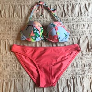 Aerie bikini swim set pink and periwinkle